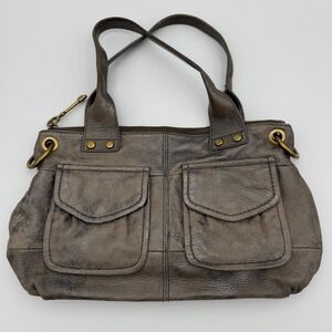 Fossil Purse Gray Cowhide Leather Boho Classic Shoulder Bag Long Live Vintage